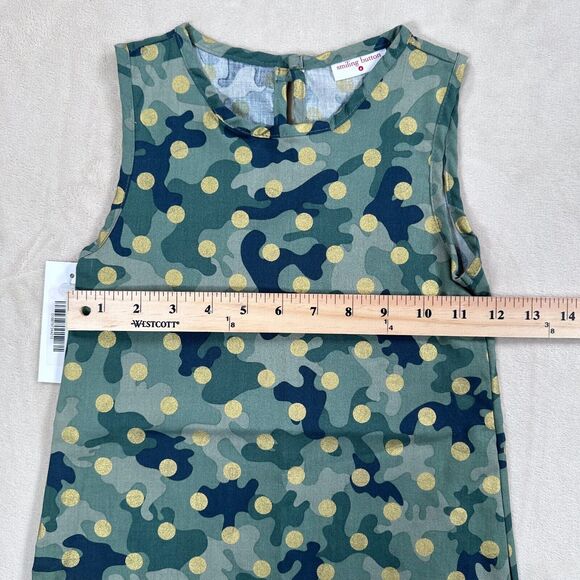 Smiling Button Girls Size 6 Green Camo Gold Polka Dot Tunic Dress New - Picture 6 of 7